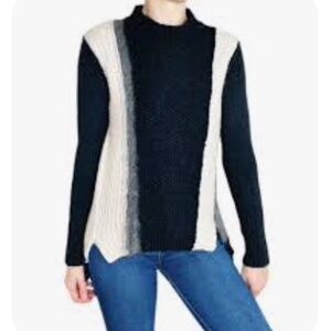 Rebecca Taylor Colorblock Wool Cashmere Alpaca Mock Neck Sweater – Size M